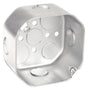 Southwire 54171-1/2-UPC Octagon Box, 4 in OAW, 2-1/8 in OAD, 7-Knockout, Steel Housing Material, Silver, Galvanized