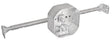 Southwire 54151-HUBX-UPC Octagon Box, 4 in OAW, 1-1/2 in OAD, 6-Knockout, Steel Housing Material, Silver, Galvanized
