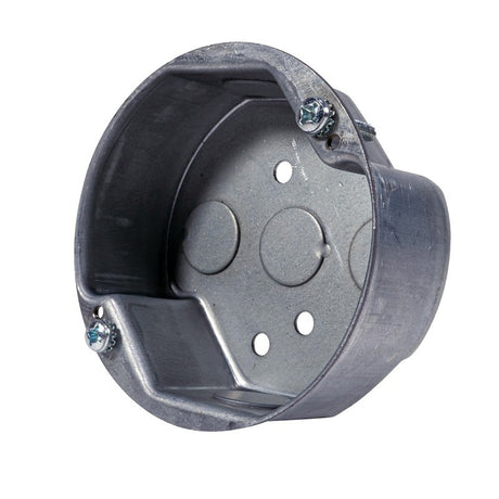 Southwire 54151-CFNB Ceiling Fan Box, 4 in W, 1-1/2 in D, 4 in H, 5-Knockout, Steel, Galvanized