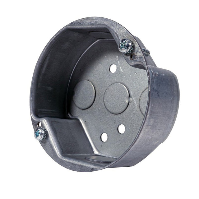 Southwire 54151-CFNB Ceiling Fan Box, 4 in W, 1-1/2 in D, 4 in H, 5-Knockout, Steel, Galvanized