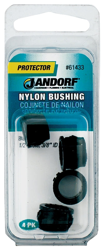 Jandorf 61433 Conduit Bushing, Nylon, Black, 3/8 in Dia Panel Hole, 0.45 in Thick Panel