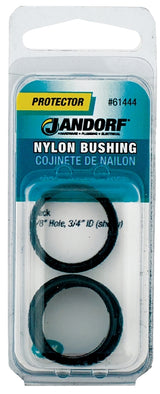 Jandorf 61444 Conduit Bushing, Nylon, Black, 3/4 in Dia Panel Hole, 1/4 in Thick Panel