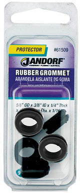 Jandorf 61509 Grommet, 3/8 in ID, 5/8 in OD, Rubber, Black, 1/4 in Thick Panel