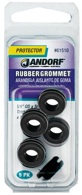 Jandorf 61510 Grommet, 5/16 in ID, 5/8 in OD, Rubber, Black, 1/4 in Thick Panel