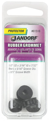 Jandorf 61516 Grommet, 3/16 in ID, 1/2 in OD, Rubber, Black, 7/32 in Thick Panel