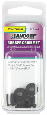 Jandorf 61524 Grommet, 3/16 in ID, 7/16 in OD, Rubber, Black, 9/32 in Thick Panel