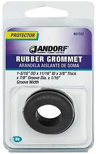 Jandorf 61542 Grommet, 11/16 in ID, 1-5/16 in OD, Rubber, Black, 3/8 in Thick Panel