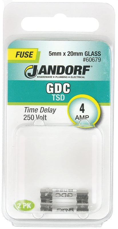 Jandorf 60679 Series Time Delay Fuse, 0.01 Ohm, 4 A, 250 V, 40 A Interrupt, Glass Body