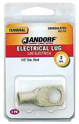 Jandorf 60766 Electrical Lug, 2 AWG Wire, 1/2 in Stud, Copper Contact