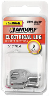Jandorf 60771 Electrical Lug, 8 AWG Wire, 5/16 in Stud, Copper Contact