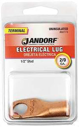 Jandorf 60774 Electrical Lug, 2/0 AWG Wire, 1/2 in Stud, Copper Contact, Brown