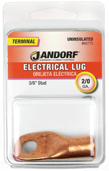 Jandorf 60775 Electrical Lug, 2/0 AWG Wire, 3/8 in Stud, Copper Contact, Brown