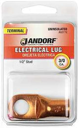 Jandorf 60776 Electrical Lug, 3/0 AWG Wire, 1/2 in Stud, Copper Contact, Brown