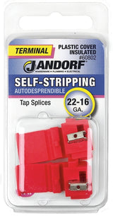 Jandorf 60802 Terminal, 22 to 16 AWG Wire, Plastic Insulation, Red, 2/PK