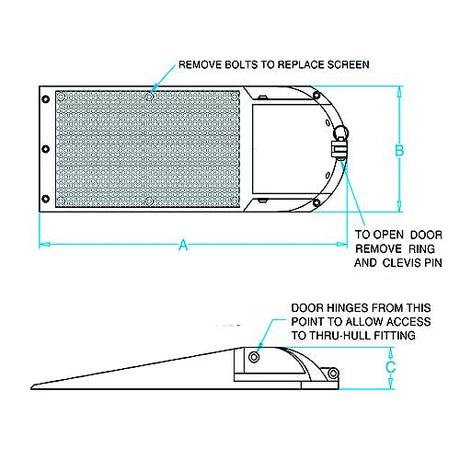 Groco APHS30001 APHS Series External Hull Strainer w/Access Door