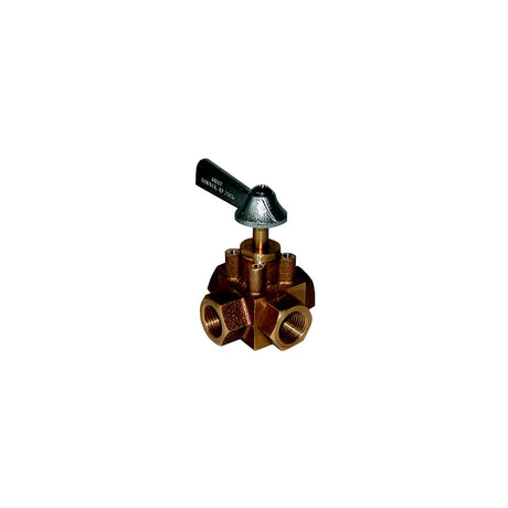 Groco FV-450-X Bronze 4-Way Tank Selector Valve 1/2" Full Flow