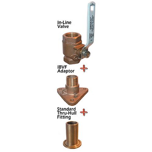 Groco IBV-F Bronze Flanged Adaptor For In-line Ball Valve to Thru-Hull