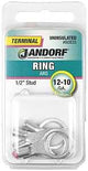 Jandorf 60835 Ring Terminal, 12 to 10 AWG Wire, 1/2 in Stud, Copper Contact