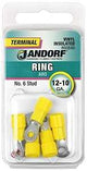 Jandorf 60840 Ring Terminal, 12 to 10 AWG Wire, #6 Stud, Vinyl Insulation, Copper Contact, Yellow