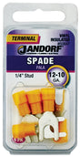 JANDORF 60847 Spade Terminal, 600 V, 12 to 10 AWG Wire, 1/4 in Stud, Vinyl Insulation, Copper Contact, Yellow