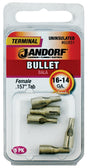 Jandorf 60851 Bullet Terminal, 600 V, 16 to 14 AWG Wire, Copper Contact, Tin, 5/PK
