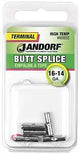 Jandorf 60855 Butt Splice Connector, 16 to 14 AWG Wire, Nickel, 5/PK