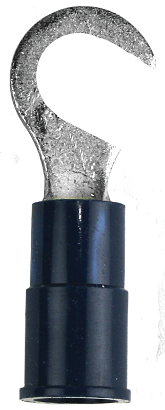 JANDORF 60893 Hook Terminal, 16 to 14 AWG Wire, #10 Stud, Vinyl Insulation, Copper Contact, Blue