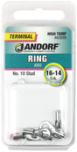 JANDORF 60899 High-Temperature Non-Insulated Ring Terminal, 16 to 14 AWG Wire, #10 Stud