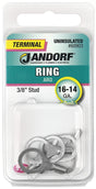 JANDORF 60903 High-Temperature Non-Insulated Ring Terminal, 16 to 14 AWG Wire, 3/8 in Stud, Copper Contact