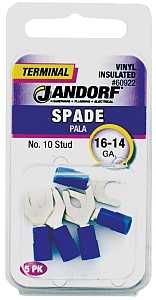 Jandorf 60883 Disconnect Terminal, 16 to 14 AWG Wire, Tin, Copper Contact, 5/PK