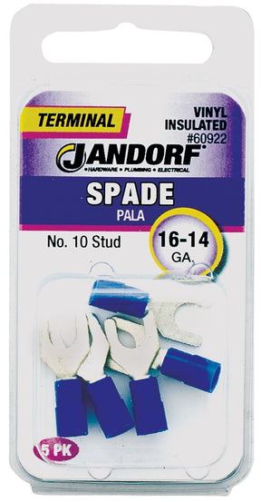 Jandorf 60883 Disconnect Terminal, 16 to 14 AWG Wire, Tin, Copper Contact, 5/PK