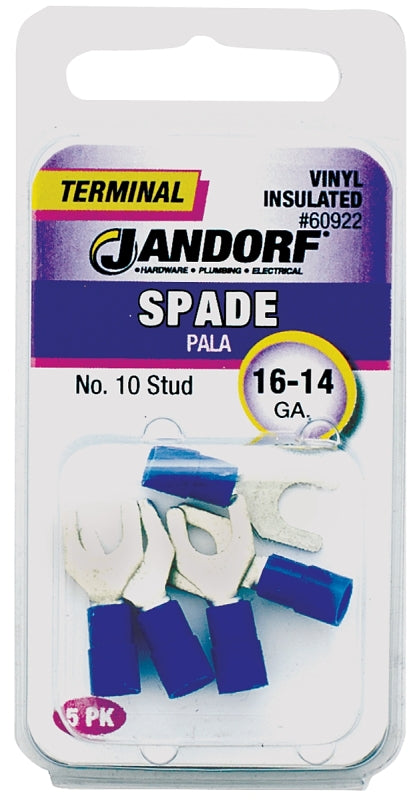 Jandorf 60883 Disconnect Terminal, 16 to 14 AWG Wire, Tin, Copper Contact, 5/PK