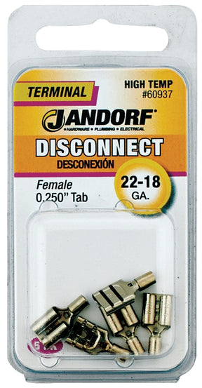 Jandorf 60937 Disconnect Terminal, 22 to 18 AWG Wire, 5/PK