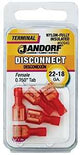 Jandorf 60940 Disconnect Terminal, 22 to 18 AWG Wire, Nylon Insulation, Copper Contact, Red