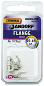 JANDORF 60953 Non-Insulated Flanged Spade Terminal, 22 to 18 AWG Wire, #10 Stud, Copper Contact