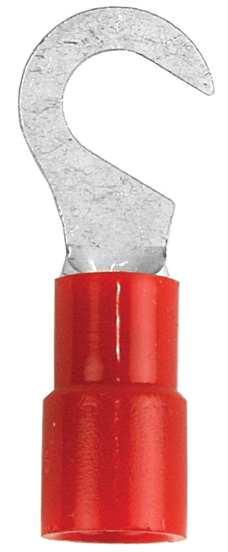 JANDORF 60958 Hook Terminal, 22 to 18 AWG Wire, #8 Stud, Vinyl Insulation, Copper Contact, Red