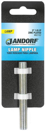 Jandorf 60162 Lamp Nipple, 3 in L Dimensions, Specifications: 1/8 in IP Thread, Zinc