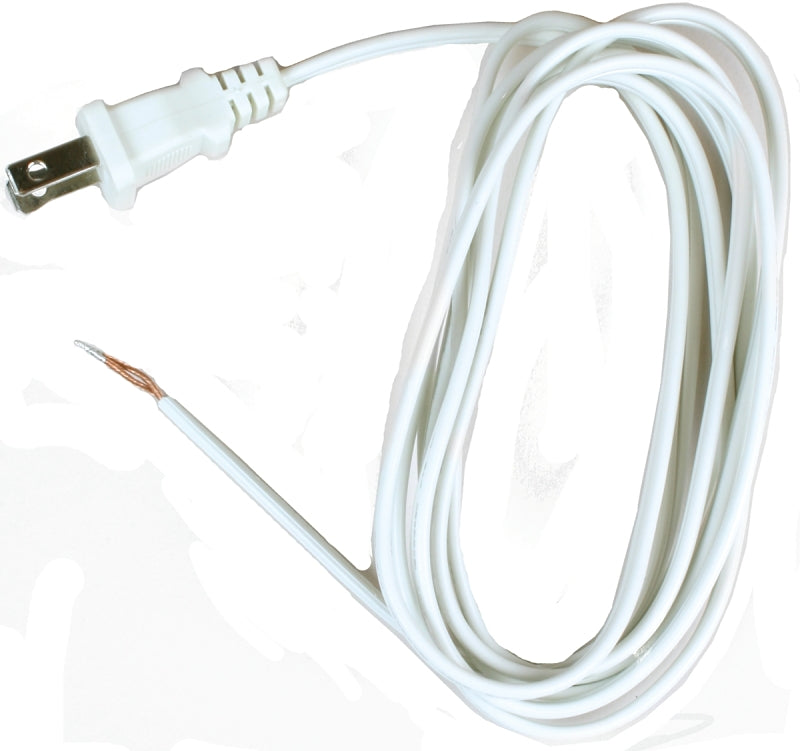 Jandorf 60134 Lamp Cord with Polarized Plug, White Sheath