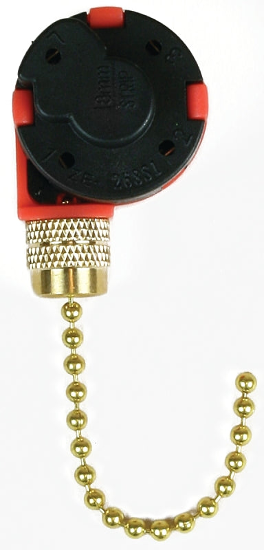 Jandorf 60303 Pull Chain Switch, 0.94 in L x 2.75 in W x 3.88 in H Dimensions, 250 V, 3 A, Brass