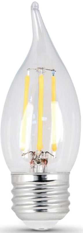 Feit Electric BPEFC25927CAFIL2 Flame Tip LED, General-Purpose, Flame Tip Lamp, 25 W Equivalent, E26 Medium Lamp Base
