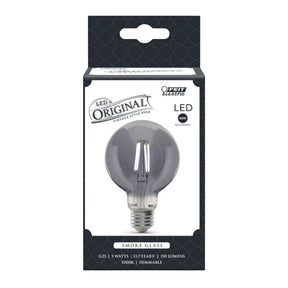 Feit Electric G25/SMK/VG/LED Globe LED Bulb, Filament, G25 Lamp, 25 W Equivalent, E26 Lamp Base, Dimmable, Smoke, Pack of 4