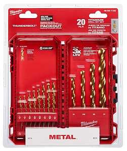 Milwaukee Thunderbolt 48-89-1105 Drill Bit Set, 20-Piece, Steel, Titanium