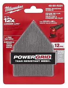Milwaukee 48-80-5220 Mesh Sanding Sheet, 3-5/8 in W, 3-3/4 in L, 220 Grit, Fine, Aluminum Oxide Abrasive, Pack of 3