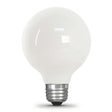 Feit Electric G2560W927CA/FIL/3/RP Filament LED Bulb, Glass Filament, Globe, G25 Lamp, 60 W Equivalent, Dimmable, White
