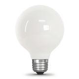 Feit Electric G2560W927CA/FIL/3/RP Filament LED Bulb, Glass Filament, Globe, G25 Lamp, 60 W Equivalent, Dimmable, White