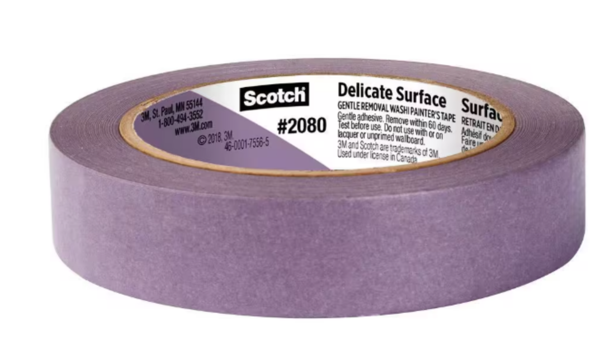 Scotch 2080-24EC Painter's Tape, 60 yd L, 0.94 in W, Paper/Polyethylene Film Backing, Purple
