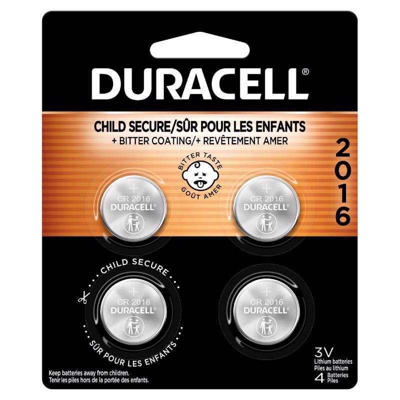 Duracell Lithium Coin DL2016/CR2016 3 V Button Cell Battery 4 pk, Pack of 6