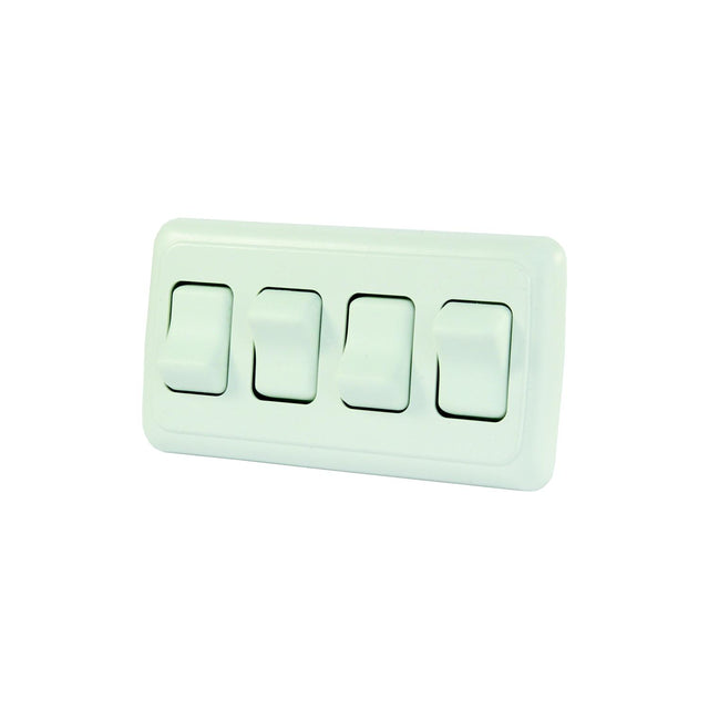 JR Products 12331 White Quad RV Rocker Switch Assembly with Bezel