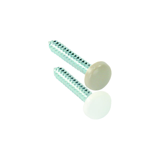 JR Products Kappet Screws With Covers, White, 14/pk