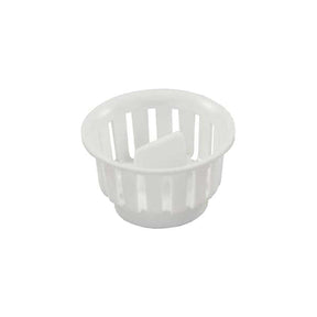 JR Products 95045 Threaded Plastic Strainer Basket, White